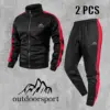 S29cacdfc543345aaa49b2e68dd880ea6V Men's Trendy Mountain Print Color Blocked Gym Suit - Free Shipping 1